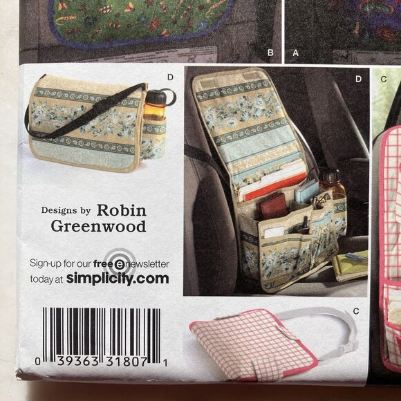 Simplicity Sewing Pattern #2916 Car Organizers One Size by Robin Greenwood Uncut - Picture 3 of 6